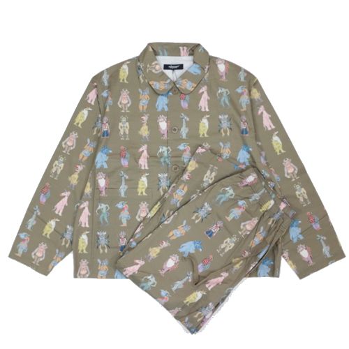 Rakuten - 【中古】 UNDERCOVER アンダーカバー 25AW モンスター総柄ライトモールCoサテンパジャマ Josep Baque 3 カーキ