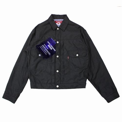 Rakuten - 【中古】 JUNYAWATANABEMAN × LEVI'S 26SS エステルビスコースストライプ リーバイス Wネーム ジャケット M チャコール