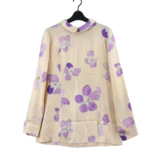 Rakuten - 【中古】 CHARLES ANASTASE シャルルアナスタス 花柄 丸襟 ブラウス S ベージュ