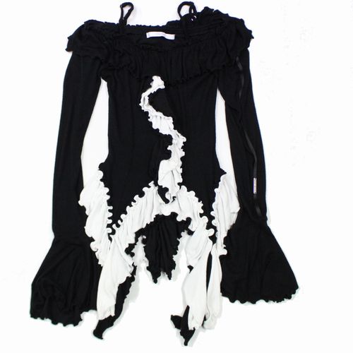  THEREDTHREAD ザレッドスレッド S ruffle trim tops ラッフル トリム トップス F ブラック