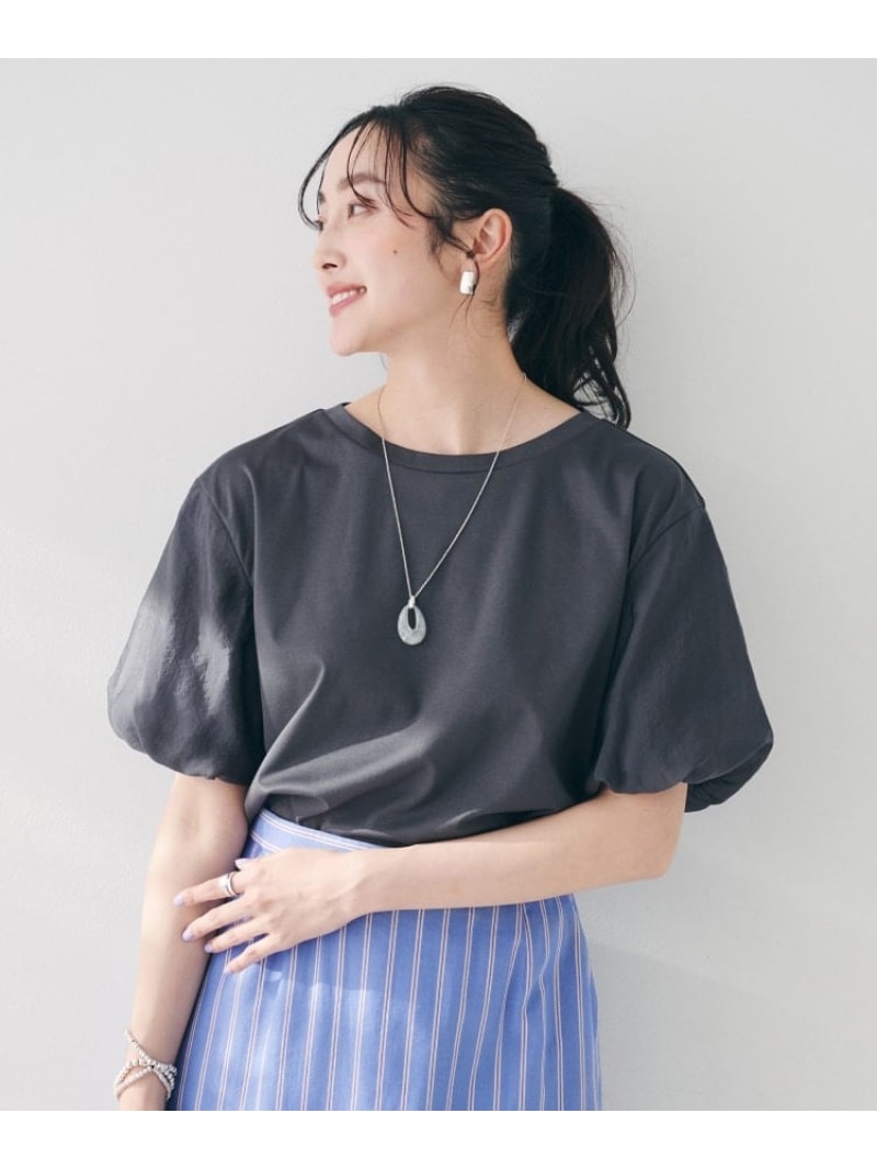 UNTITLEDの【SALE／60%OFF】【二の腕カバー/洗える】袖シアーバルーンプルオーバー UNTITLED アンタイトル トップス カットソー・Tシャツ ホワイト グレー ブラック【RBA_E】【送料無料】[Rakuten Fashion]｜アングル2