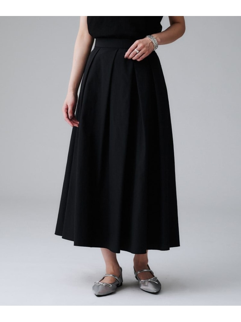 【SALE／50%OFF】【はっ水/ナイロン/後ろウエストゴム】タスランフレアスカート UNTITLED アンタイトル スカート ロング・マキシスカート ブラック ベージュ【RBA_E】【送料無料】[Rakuten Fashion]