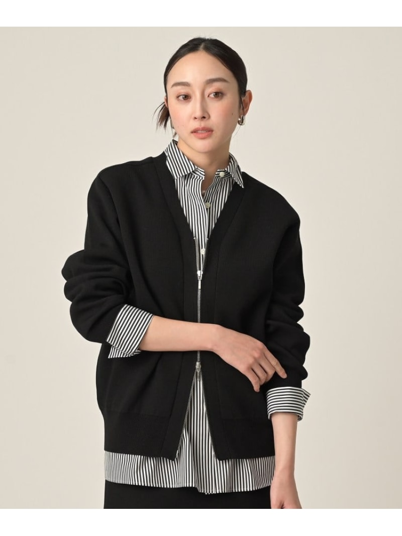 ジップアップニットカーディガン UNTITLED アンタイトル トップス カーディガン グレー ブラック【先行予約】*【送料無料】[Rakuten Fashion]