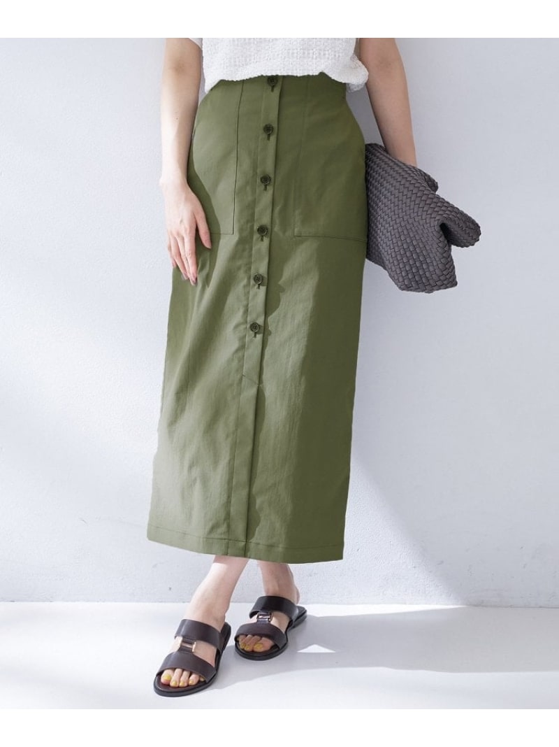 【SALE／5%OFF】【接触冷感/UVカット/吸水速乾/遮熱】ツイルボタンディティールスカート UNTITLED アンタイトル スカート ロング・マキシスカート カーキグリーン ベージュ ネイビー【RBA_E】【送料無料】[Rakuten Fashion]