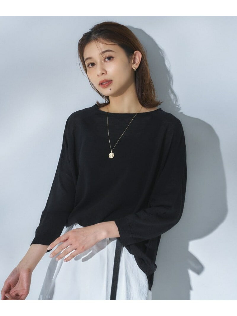 Boat Neck - リネンボートネックプルオーバー UNTITLED アンタイトル トップス ニット イエロー ブラック ブラウン【先行予約】*【送料無料】[Rakuten Fashion]