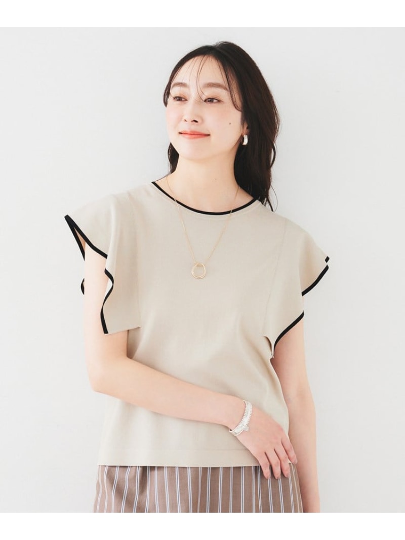 【SALE／52%OFF】【きれいめ/二の腕カバー】フリルノースリーブニット UNTITLED アンタイトル トップス ニット ベージュ ネイビー ホワイト【RBA_E】【送料無料】[Rakuten Fashion]