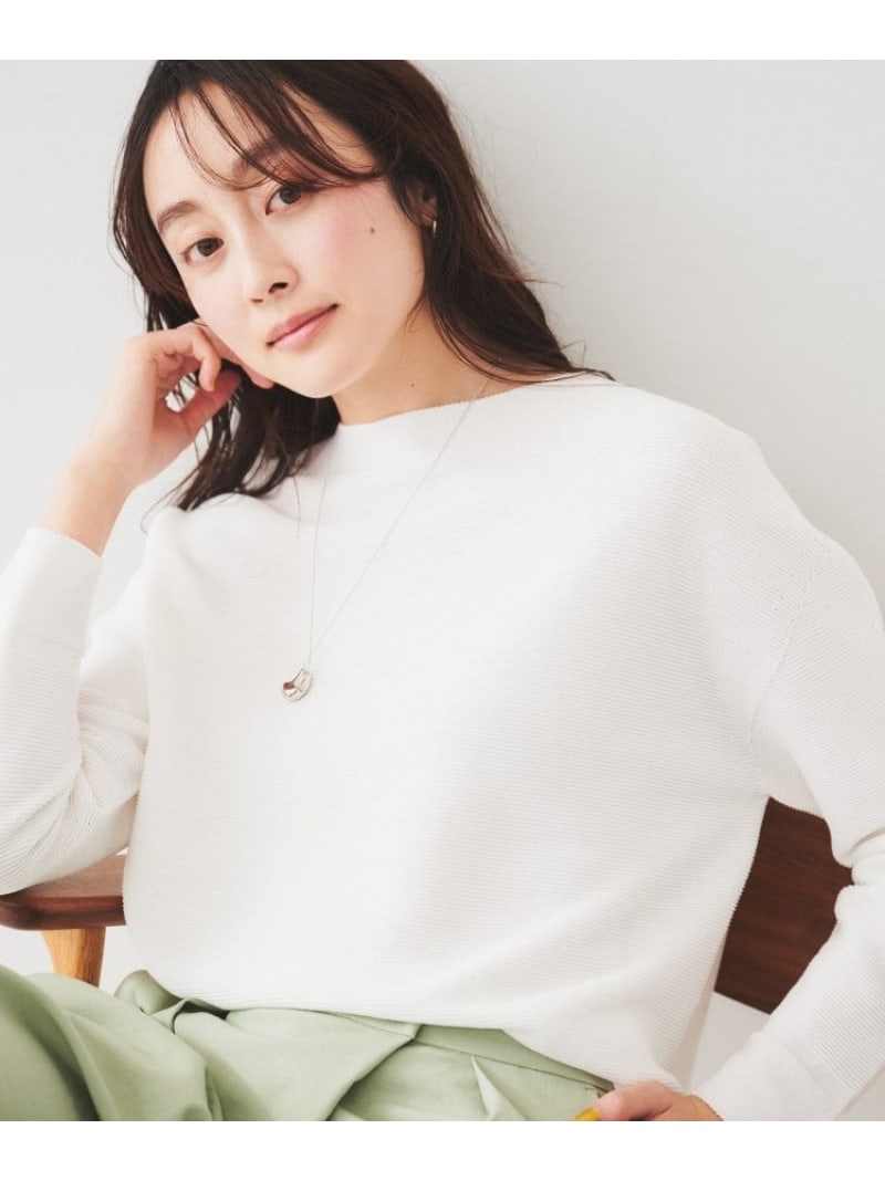 【SALE／50%OFF】【体型カバー/春素材】コットン混 ガーターニット UNTITLED アンタイトル トップス ニット ホワイト グレー ブルー ネイビー ピンク【RBA_E】【送料無料】[Rakuten Fashion]