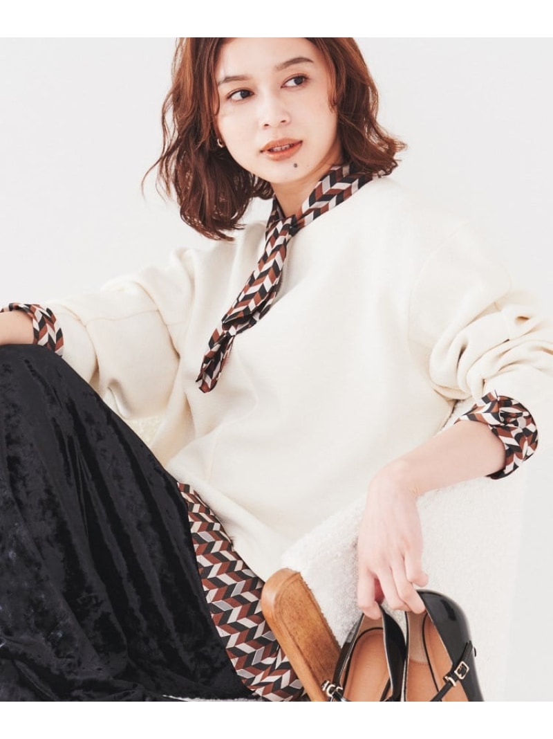 【SALE/50%OFF】【洗える】ウェーブ調ジャージトップス UNTITLED アンタイトル トップス カットソー・Tシャツ ホワイト ブラック ベージュ【R...