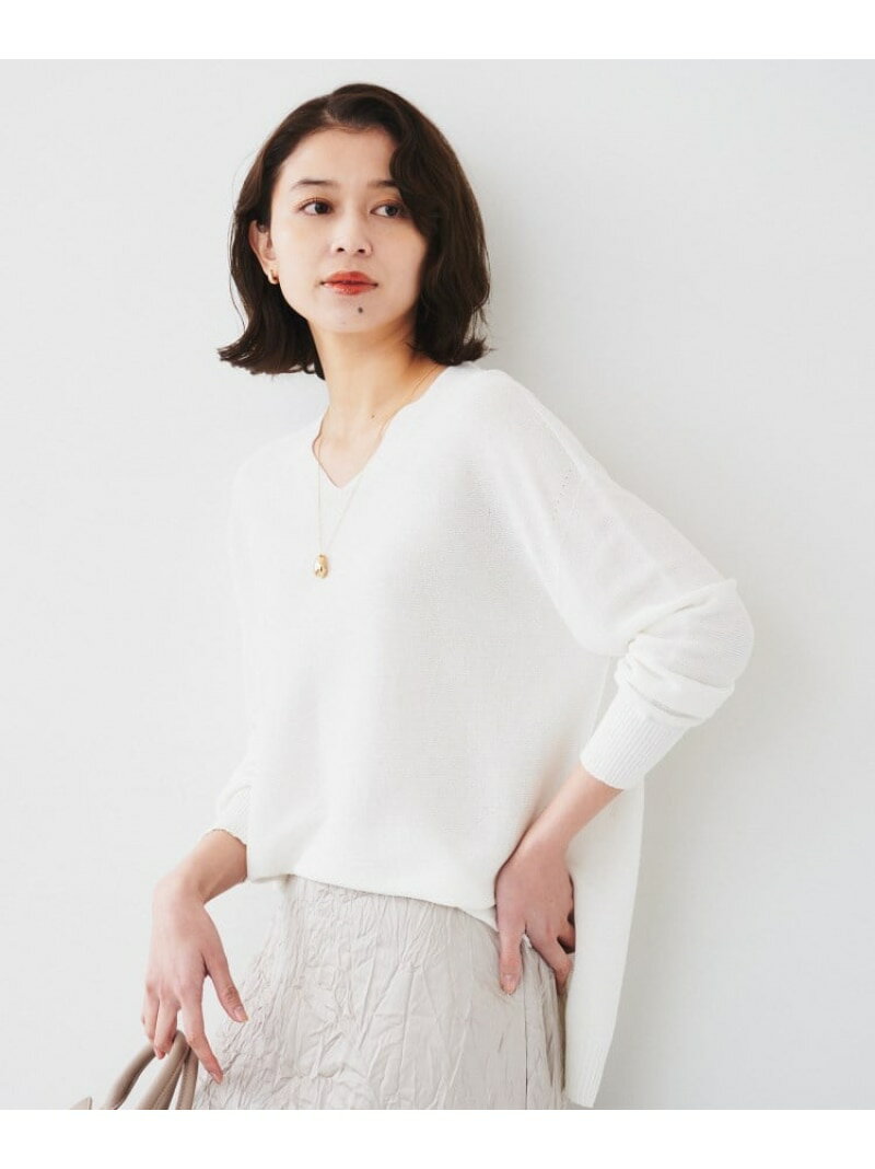 【SALE／60%OFF】【体型カバー/清涼感】サイドスリット Vネックニット UNTITLED アンタイトル トップス ニット グレー ホワイト イエロー パープル ピンク【RBA_E】【送料無料】[Rakuten Fashion]のサムネイル