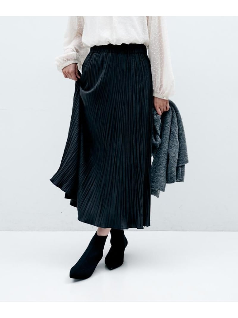 【シワ知らず/ウエストゴム】スエード風プリーツスカート UNTITLE...(4)