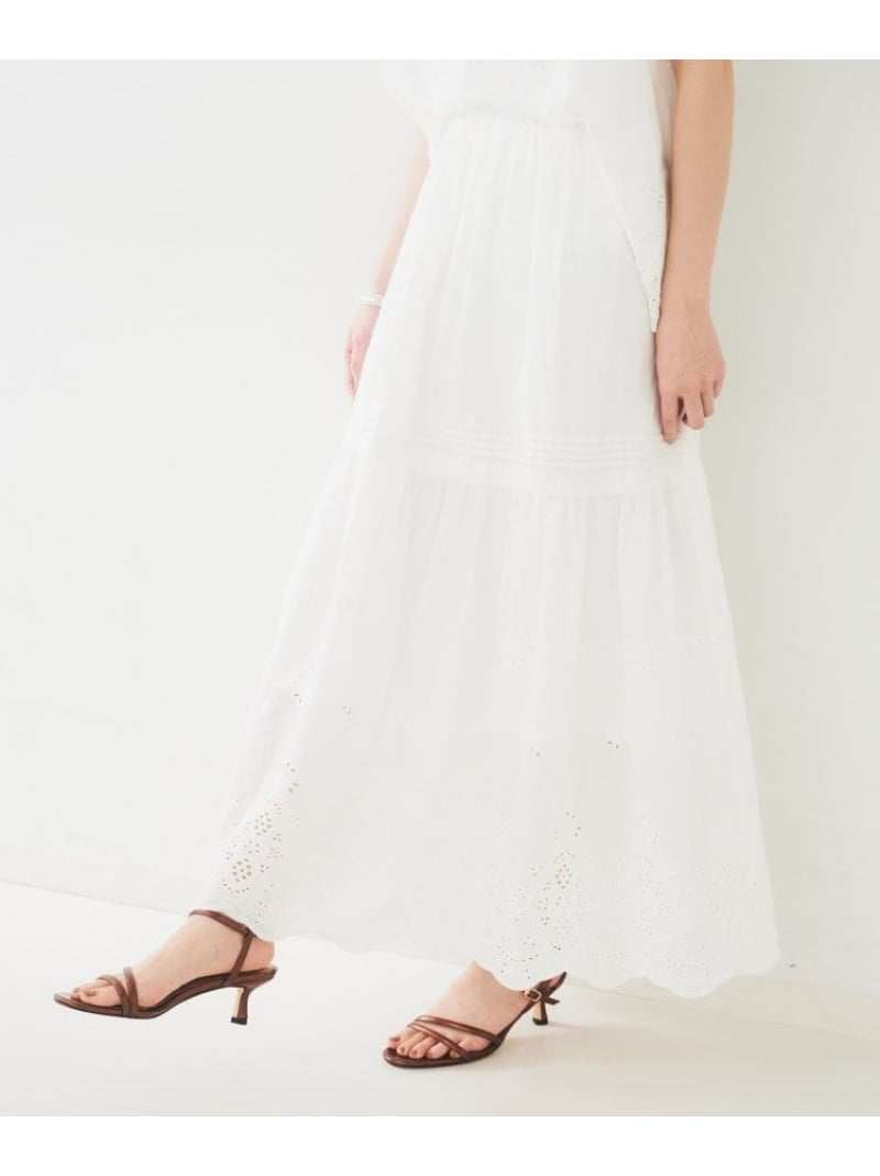 【SALE／40%OFF】【セットアップ可/コットン100】スカラップ刺繍スカート UNTITLED アンタイトル スカート ロング・マキシスカート ブラック ホワイト【RBA_E】【送料無料】[Rakuten Fashion]