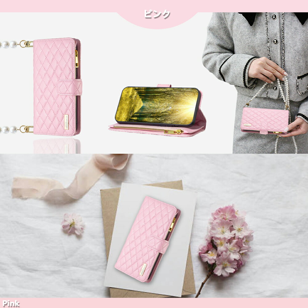 Galaxy A22 5G ケース 手帳型 パール ショルダー スマホケース スマホ カバー 手帳 スマホショルダー SC-56B sc56b a225g docomo ギャラクシーA22ケース GalaxyA22 ギャラクシー 携帯カバー マグネット カード収納 携帯ケース スマホカバー 6色