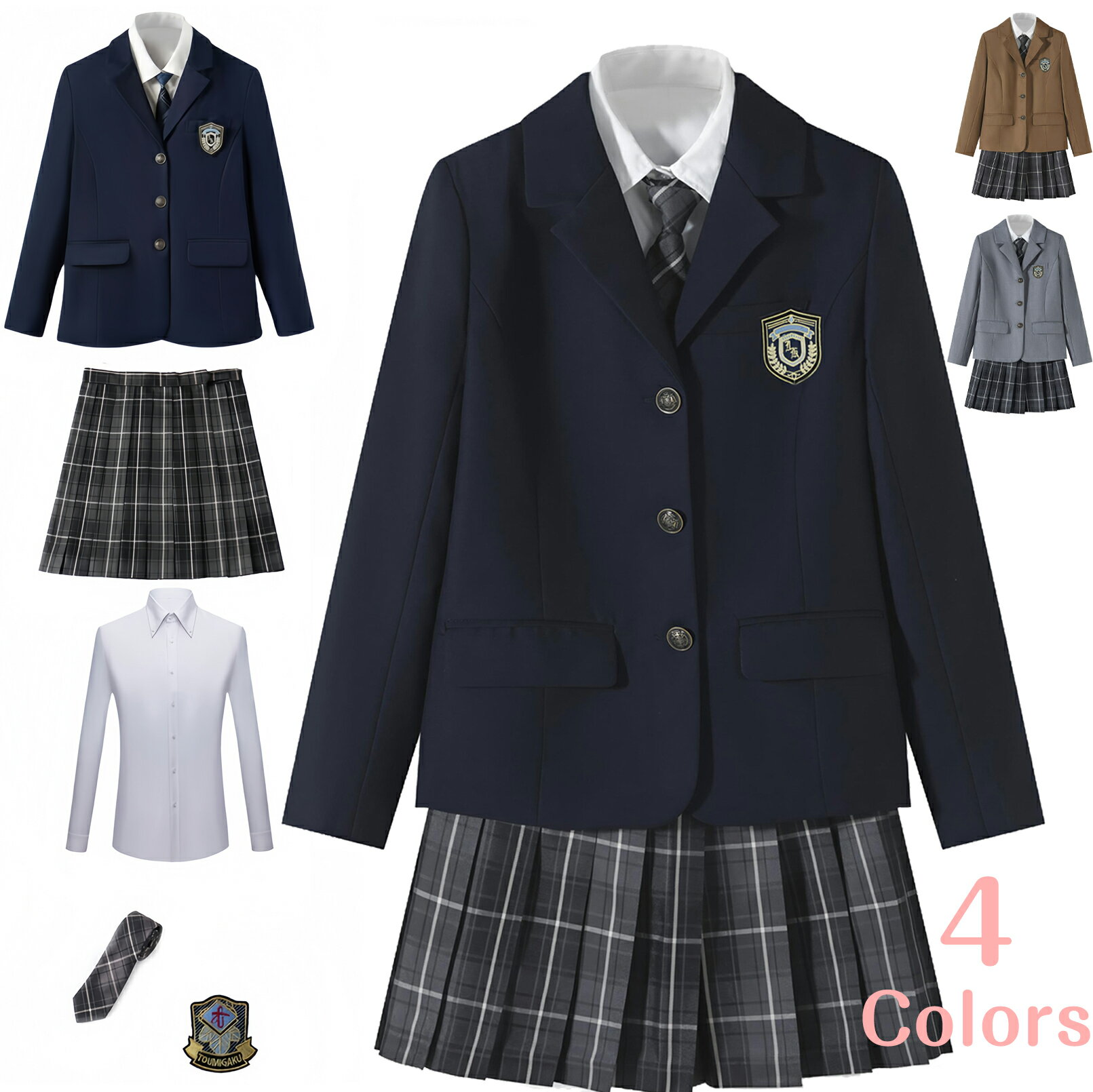 卒業式 スーツ 女の子 5点セット フォーマルスーツ スクール ブレザーコート ブレザー ジャケット レディース ボタン式 セーラー服 女子高生 学校制服 学生...