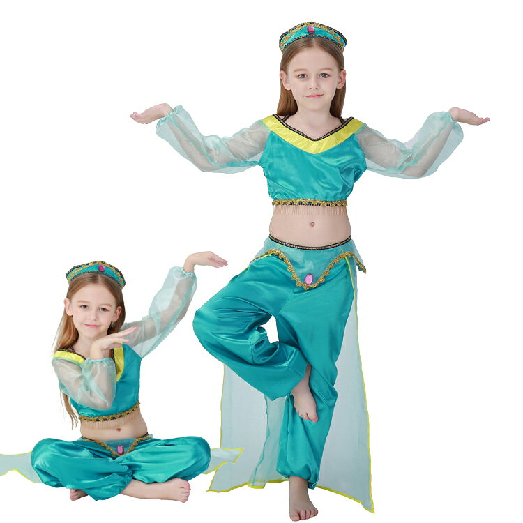 ハロウィン 仮装 子供 可愛い 人気 ワンピース ジャスミン 衣装 アラジン プリンセス ドレス 子供用 魔..