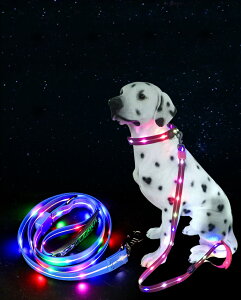 uofeshop 犬用首輪 夜用　LEDライト 光る セーフティーライト LED お散歩ライト 充電式 充電 光る首輪 光る ペット ペット首輪 犬 サイズ調整可能 安全対策 中型犬 大型犬 夜間 散歩 首輪 ハーネス リードとバッグ 事故防止 自転車 ペットグッズ