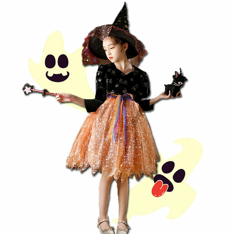 魔女 巫女 コスプレ キッズ ハロウィン コスチューム 仮装 こすぷれ 子供用 こども 子ども ガールズ 女..