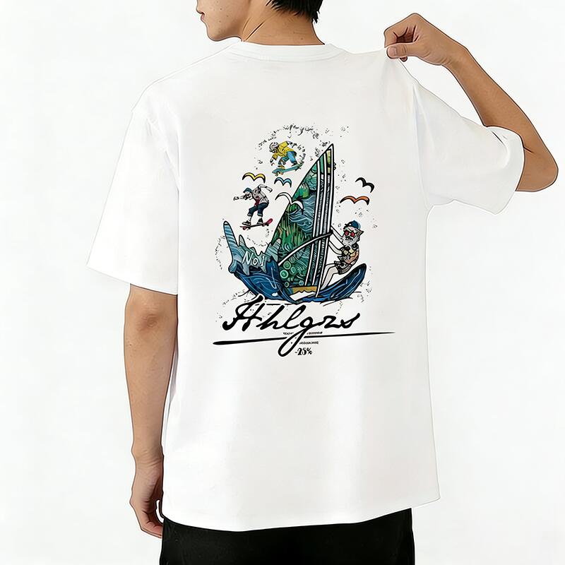 樂天商城 - Tシャツ メンズ プリントTシャツ ティーシャツ 綿100％ コットン おしゃれ サーフィン プリントtシャツ メンズtシャツ 半袖 春 夏 男子 中学生 兄弟 お揃い メンズ カジュアル 通気性 速乾 吸汗発散 高級 万能 丸首 ストレッチ ギフト プレゼント