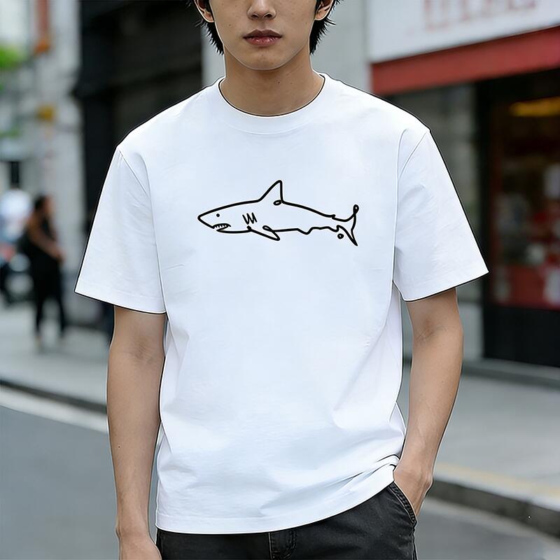 樂天商城 - Tシャツ メンズ プリントTシャツ ティーシャツ 綿100％ コットン 半袖 サメ 鮫 シャーク柄 カジュアル おしゃれ プリントtシャツ メンズtシャツ 春 夏 男子 中学生 兄弟 お揃い メンズ 通気性 速乾 吸汗発散 高級 万能 丸首 ストレッチ ギフト プレゼント