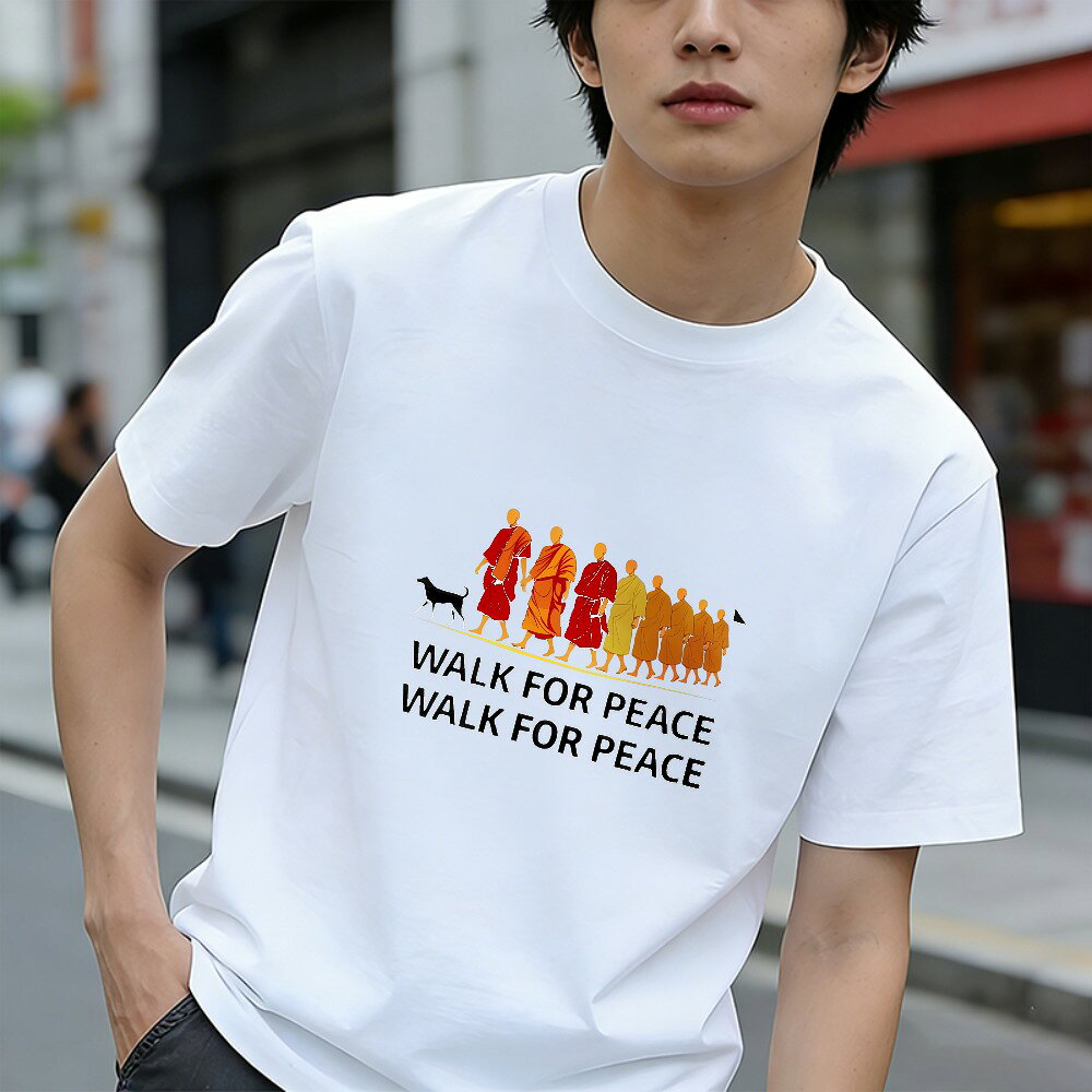 樂天商城 - Tシャツ メンズ プリントTシャツ ティーシャツ 100％コットン 綿 半袖 平和のスローガン 反戦争 スローガン プリントtシャツ 春 夏 男子 中学生 通気性 速乾 吸汗発散 高級 万能 丸首 ストレッチ ギフト プレゼント