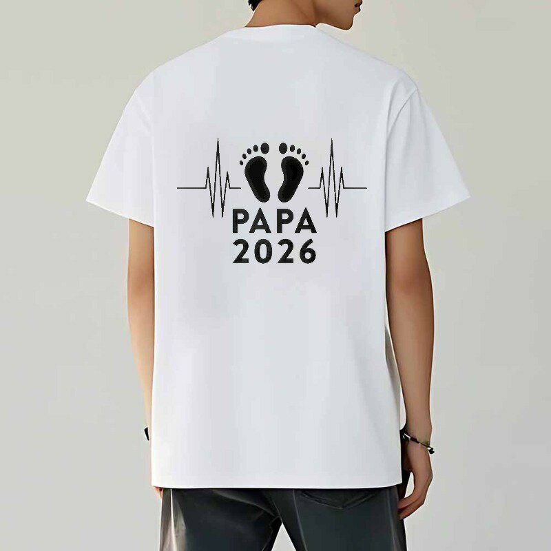 樂天商城 - Tシャツ メンズ 半袖 バックプリントtシャツ 100%コットン 父の日 足跡 心拍 パパ 2026 グラフィックプリント おもしろいTシャツ プリントTシャツ ティーシャツ 綿 春 夏 男子 中学生 通気性 速乾 吸汗発散 丸首 ストレッチ ギフト プレゼント