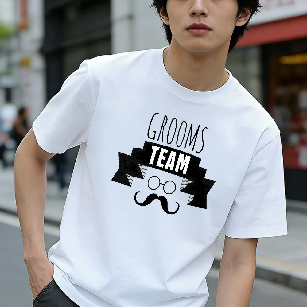 樂天商城 - Tシャツ メンズ 半袖 100％コットン 新郎チーム カラシメガネ リボン グラフィックプリント おもしろいTシャツ カジュアルTシャツ ティーシャツ 春 夏 男子 中学生 通気性 速乾 吸汗発散 丸首 アウトドア ストレッチ ギフト プレゼント
