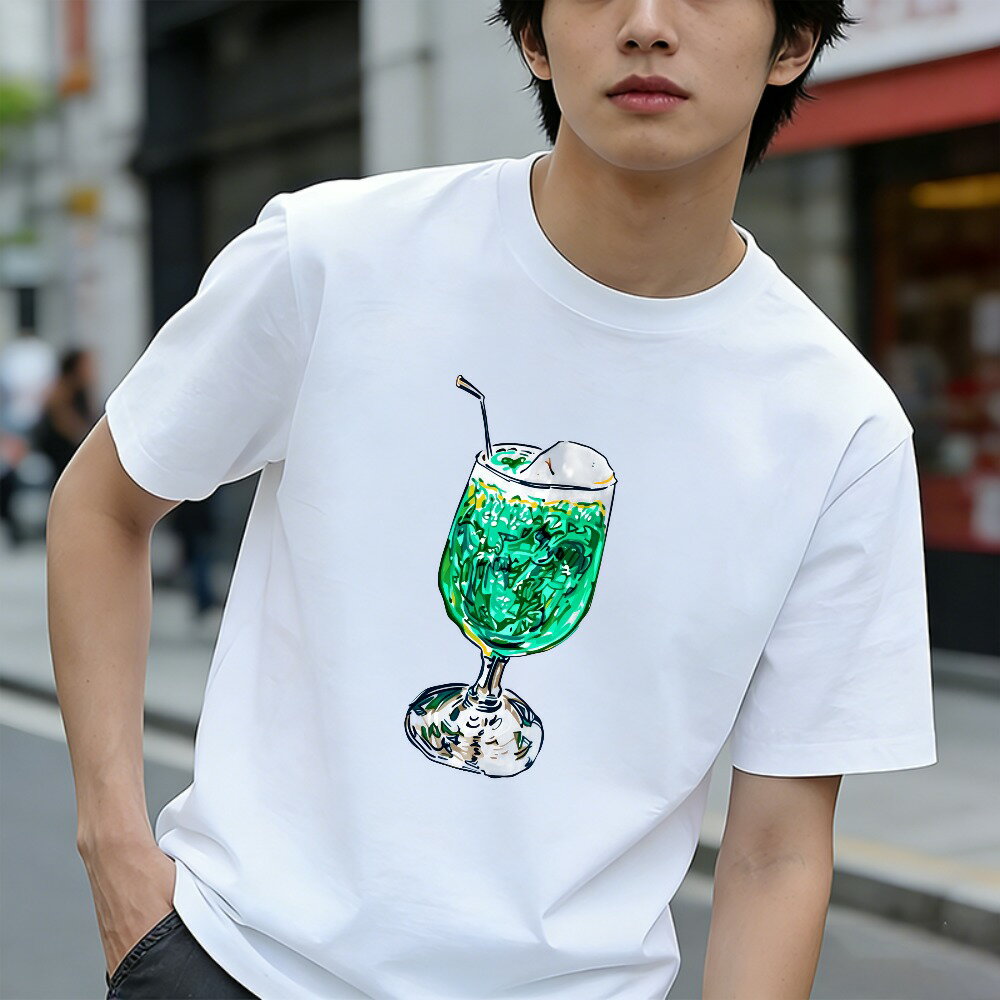 樂天商城 - Tシャツ メンズ ティーシャツ メンズカジュアル コットン tシャツ 100％コットン 半袖 ハイボールグラス柄 グラフィックTシャツ 綿 春 夏 春服 夏服 中学生男子 通気性 速乾 吸汗発散 高級 丸首 ストレッチ ギフト プレゼント