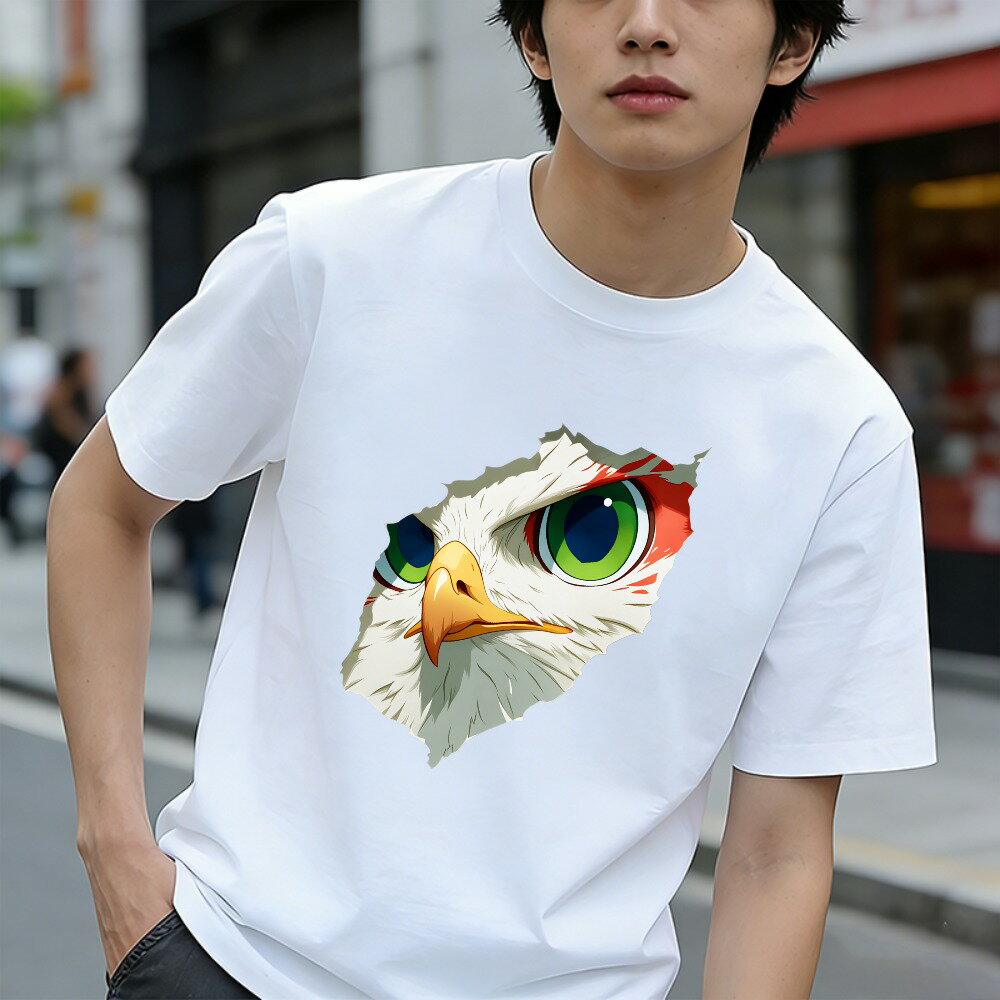 樂天商城 - Tシャツ メンズ ティーシャツ メンズカジュアル コットン tシャツ 100％コットン 半袖 タカ とび 鷹柄 グラフィックTシャツ 綿 春 夏 春服 夏服 中学生男子 通気性 速乾 吸汗発散 高級 丸首 ストレッチ ギフト プレゼント