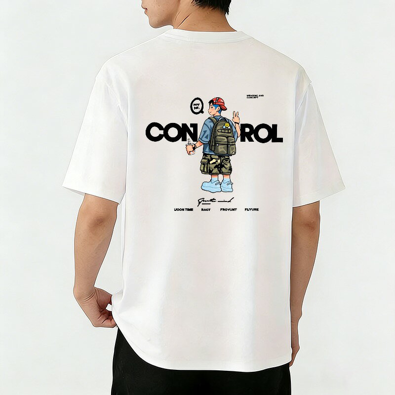 樂天商城 - Tシャツ メンズ プリントTシャツ ティーシャツ 100％コットン 綿 半袖 韓国風 バックプリントtシャツ おもしろいTシャツ おしゃれ tシャツメンズ 春 夏 男子 中学生 通気性 速乾 吸汗発散 高級 丸首 ストレッチ ギフト プレゼント