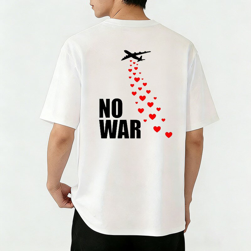 Rakuten - Tシャツ メンズ 反戦Tシャツ プリントTシャツ ティーシャツ 100％コットン 綿 半袖 おしゃれ 反戦争 戦争を止めよう ピースTシャツ バックプリントtシャツ 春 夏 男子 中学生 通気性 速乾 吸汗発散 高級 丸首 ストレッチ ギフト プレゼント