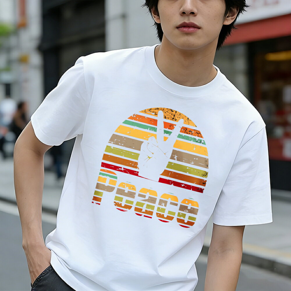 Rakuten - Tシャツ メンズ 反戦Tシャツ プリントTシャツ ティーシャツ 100％コットン 綿 半袖 おしゃれ 反戦争 戦争を止めよう ピースTシャツ 平和のシンボル グラフィックプリント 春 夏 男子 中学生 通気性 速乾 吸汗発散 丸首 ストレッチ ギフト プレゼント