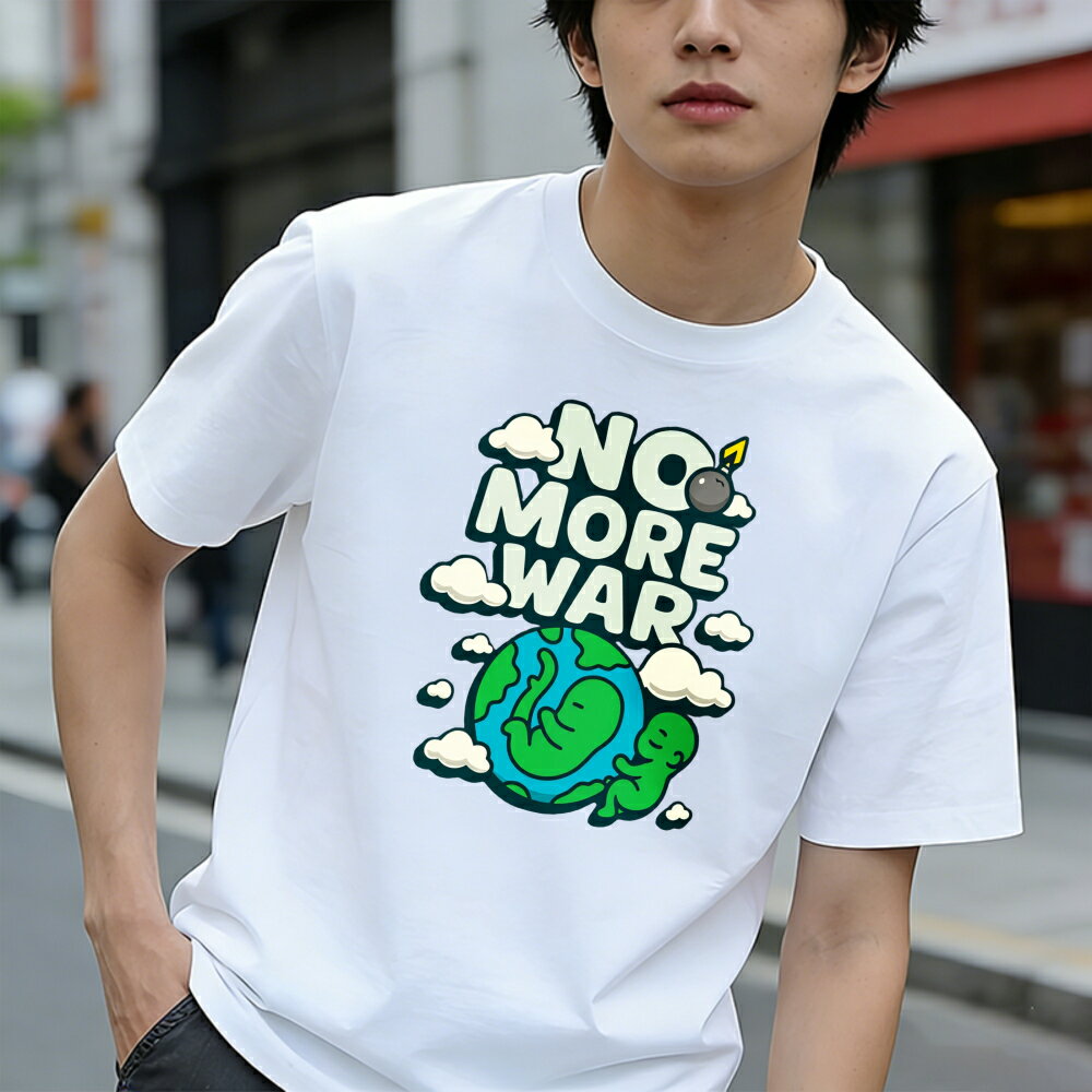樂天商城 - Tシャツ メンズ 反戦Tシャツ プリントTシャツ ティーシャツ 100％コットン 綿 半袖 反戦争 戦争を止めよう ピースTシャツ 世界の平和 グラフィックプリント 春 夏 男子 中学生 通気性 速乾 吸汗発散 丸首 ストレッチ ギフト プレゼント