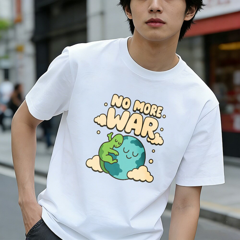 樂天商城 - Tシャツ メンズ 反戦Tシャツ プリントTシャツ ティーシャツ 100％コットン 綿 半袖 反戦争 戦争を止めよう ピースTシャツ 世界の平和 グラフィックプリント 春 夏 男子 中学生 通気性 速乾 吸汗発散 丸首 ストレッチ ギフト プレゼント