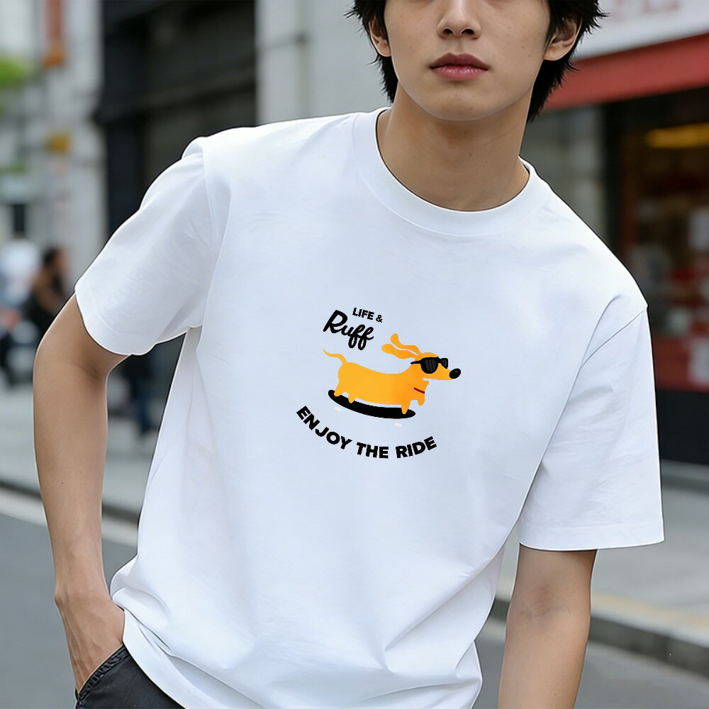 樂天商城 - Tシャツ メンズ プリントTシャツ ティーシャツ 100％コットン 綿 半袖 おもしろいTシャツ 犬柄 犬プリント ダックスフント 旅行を楽しむ グラフィックプリント 春 夏 男子 中学生 通気性 速乾 吸汗発散 丸首 ストレッチ ギフト プレゼント