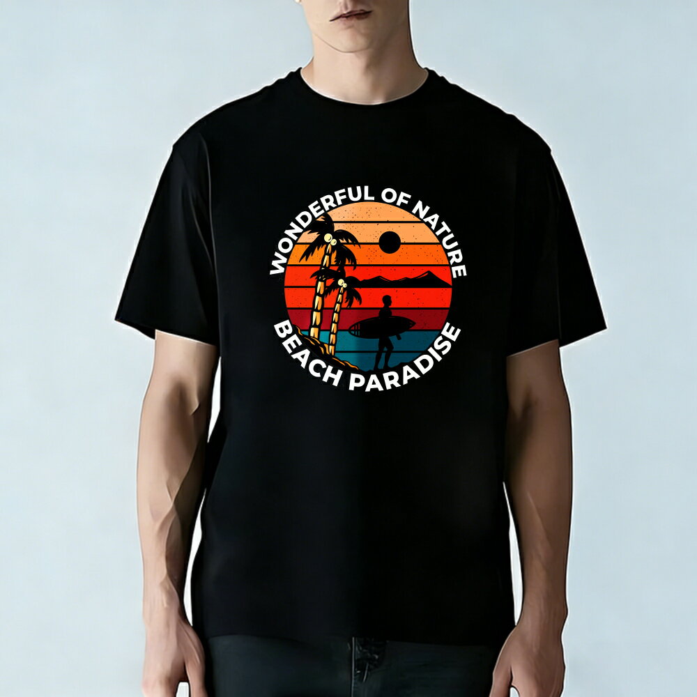 樂天商城 - Tシャツ メンズ プリントTシャツ ティーシャツ 100％コットン 綿 半袖 ハワイ ビーチ 砂浜Tシャツ 夕日 グラフィックプリント 春 夏 男子 中学生 通気性 速乾 吸汗発散 丸首 ストレッチ ギフト プレゼント