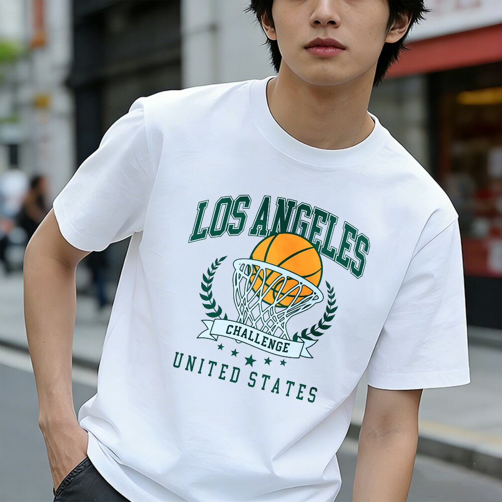 樂天商城 - Tシャツ メンズ グラフィックプリント プリントTシャツ ティーシャツ 100％コットン 綿 バスケットボール柄 アメリカン アメカジ カジュアルTシャツ 春 夏 男子 中学生 通気性 速乾 吸汗発散 丸首 ストレッチ ギフト プレゼント