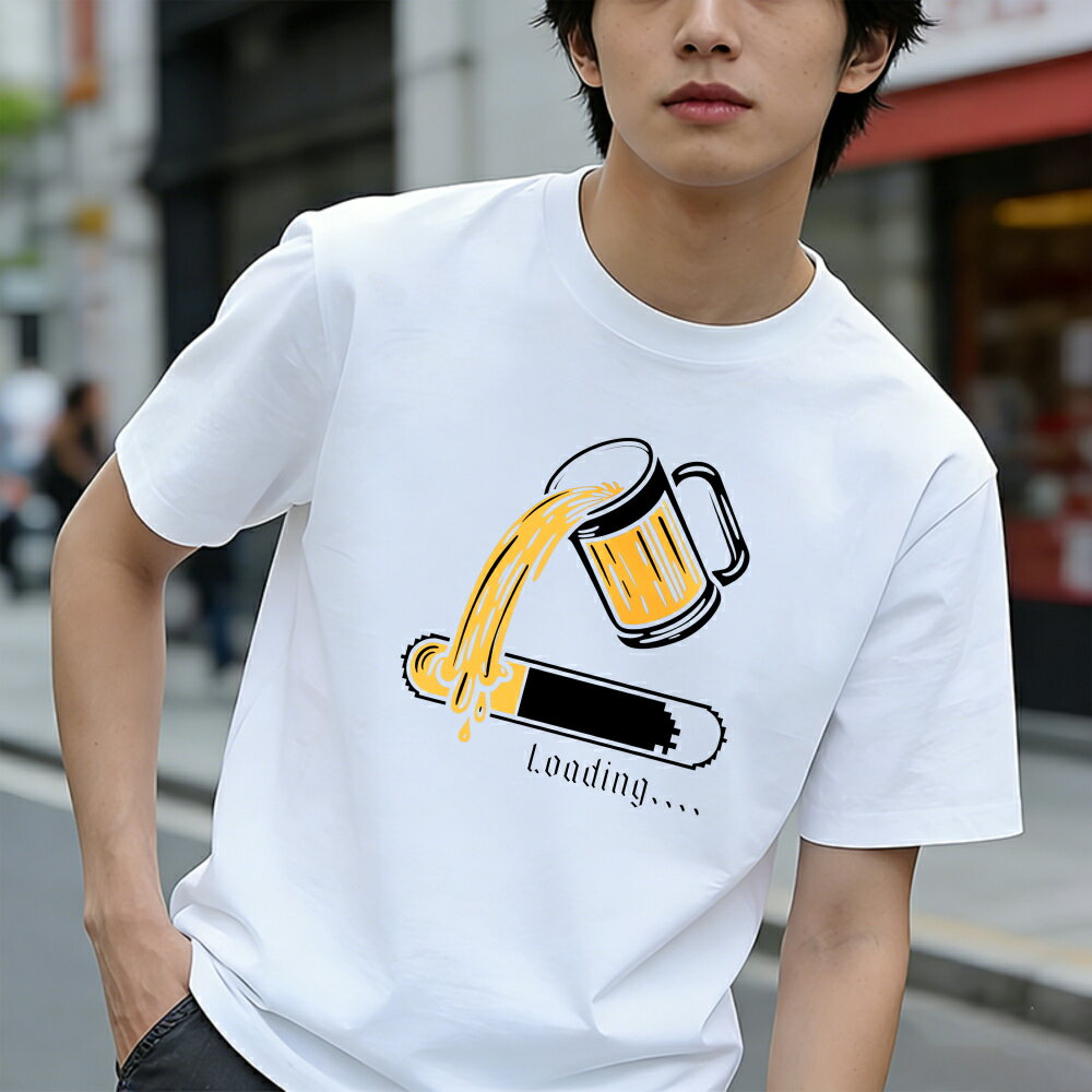 樂天商城 - Tシャツ メンズ おもしろいTシャツ ビール カジュアルTシャツ かわいい グラフィックプリント プリントTシャツ ティーシャツ 100％コットン 綿 カジュアルTシャツ 春 夏 男子 中学生 通気性 速乾 吸汗発散 丸首 ストレッチ ギフト プレゼント