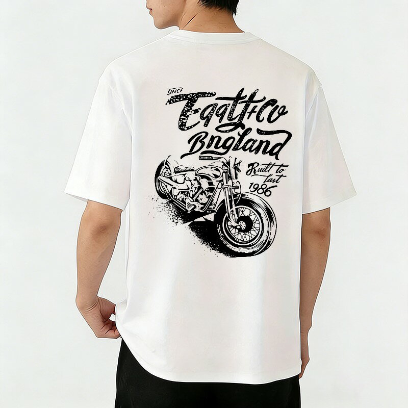 樂天商城 - Tシャツ メンズ バックプリントtシャツ 100％コットン バイクの柄 モーター アメカジ アメリカン カジュアルTシャツ グラフィックプリント ティーシャツ 綿 半袖 春 夏 男子 中学生 通気性 速乾 吸汗発散 丸首 ストレッチ ギフト プレゼント