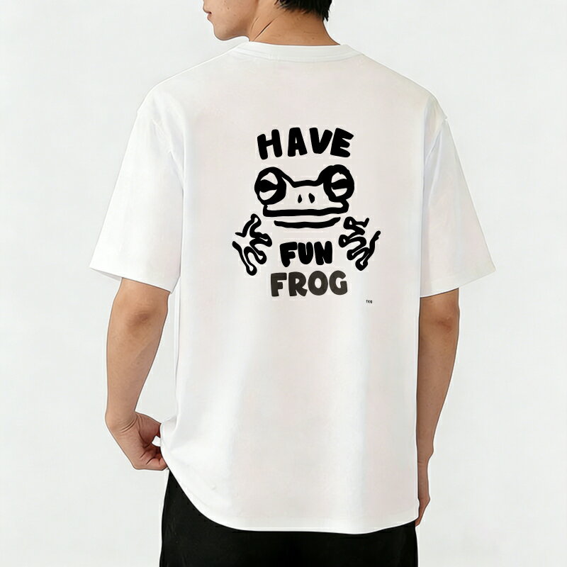樂天商城 - Tシャツ メンズ バックプリントtシャツ 100％コットンハッピーカエル カエル柄 アメカジ カジュアルTシャツ グラフィックプリント ティーシャツ 綿 半袖 春 夏 男子 中学生 通気性 速乾 吸汗発散 丸首 ストレッチ ギフト プレゼント