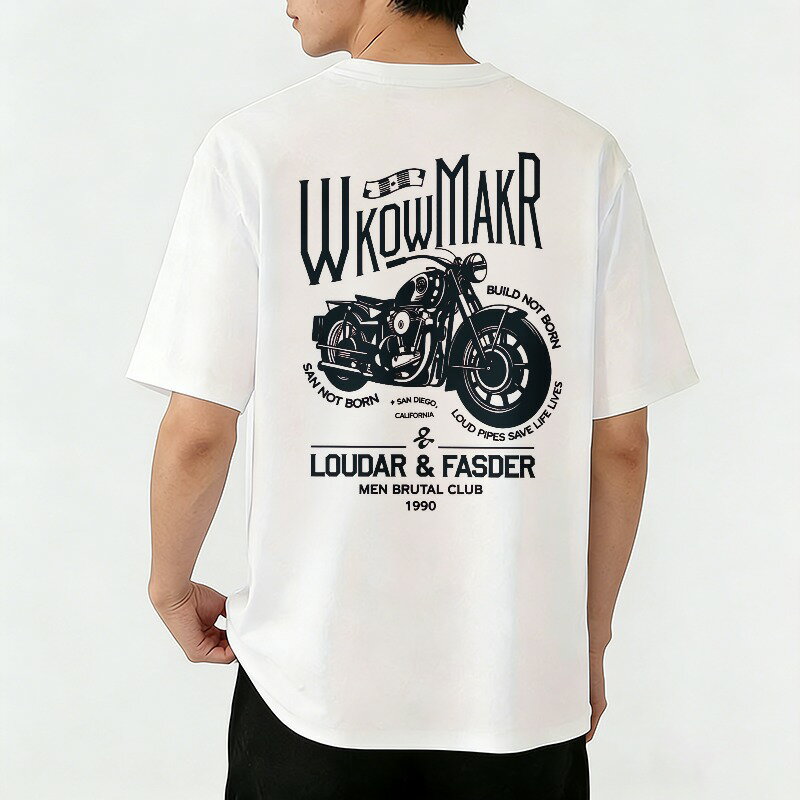樂天商城 - Tシャツ メンズ 半袖 バックプリントtシャツ 100％コットン バイク柄 アメカジ カジュアルTシャツ グラフィックプリント ティーシャツ 綿 春 夏 男子 中学生 通気性 速乾 吸汗発散 丸首 ストレッチ ギフト プレゼント