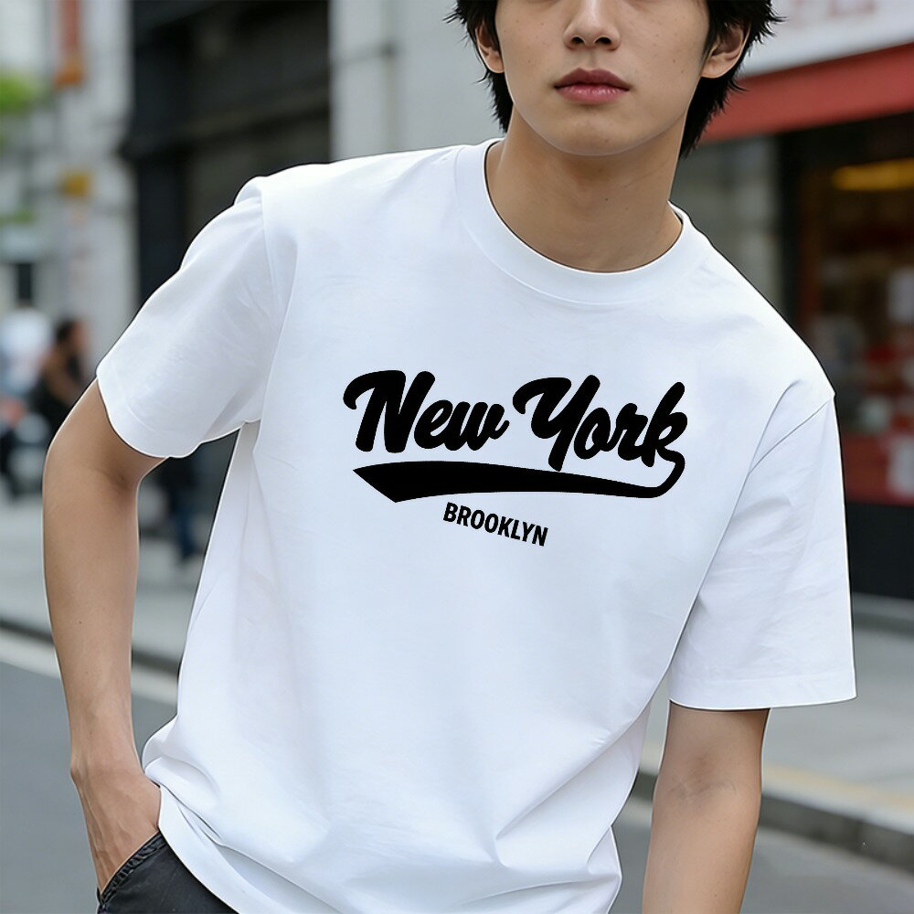 樂天商城 - Tシャツ メンズ 半袖 グラフィックプリント 100％コットン ニューヨーク ブルックリン アメカジ アメリカン おもしろいTシャツ カジュアルTシャツ ティーシャツ 春 夏 男子 中学生 通気性 速乾 吸汗発散 丸首 アウトドア ストレッチ ギフト プレゼント