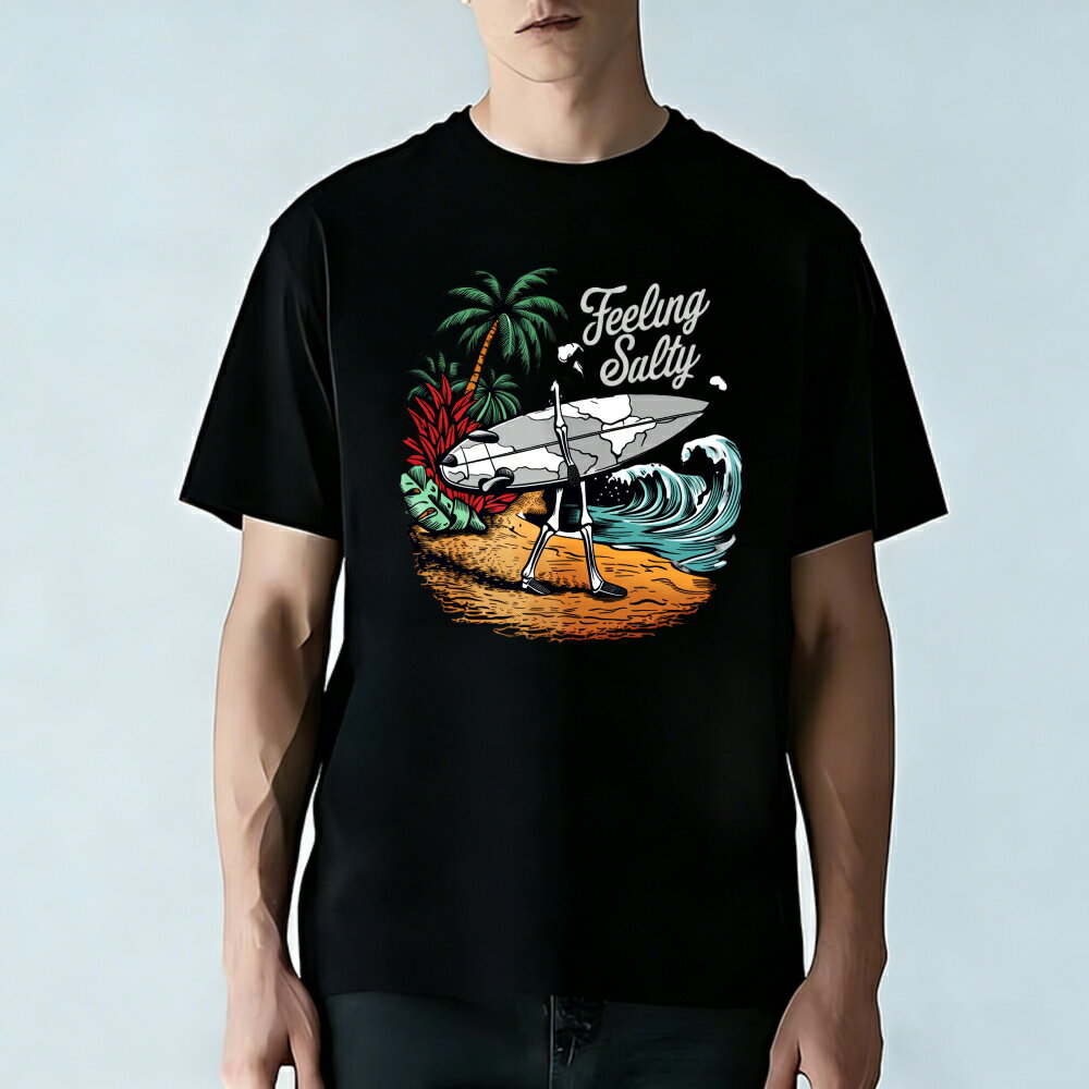 樂天商城 - Tシャツ メンズ 半袖 グラフィックプリント 100％コットン サーフボードを持った サーファーがビーチにいる おもしろいTシャツ カジュアルTシャツ ティーシャツ 春 夏 男子 中学生 通気性 速乾 吸汗発散 丸首 アウトドア ストレッチ ギフト プレゼント