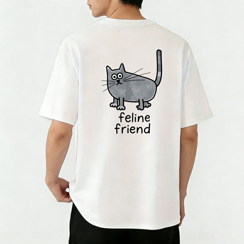 樂天商城 - Tシャツ メンズ 半袖 グラフィックプリント 100％コットン 猫の友人 ネコのプリントデザイン 猫柄 おもしろいTシャツ カジュアルTシャツ ティーシャツ 春 夏 男子 中学生 通気性 速乾 吸汗発散 丸首 アウトドア ストレッチ ギフト プレゼント