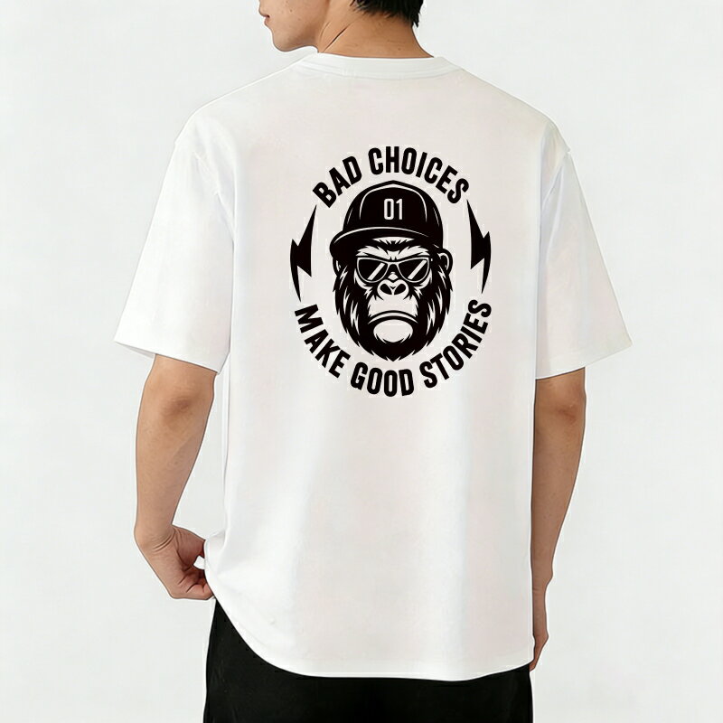 樂天商城 - Tシャツ メンズ 半袖 バックプリントtシャツ 100％コットン ゴリラ 猿 アメカジ アメリカン カジュアルTシャツ グラフィックプリント ティーシャツ 綿 春 夏 男子 中学生 通気性 速乾 吸汗発散 丸首 ストレッチ ギフト プレゼント