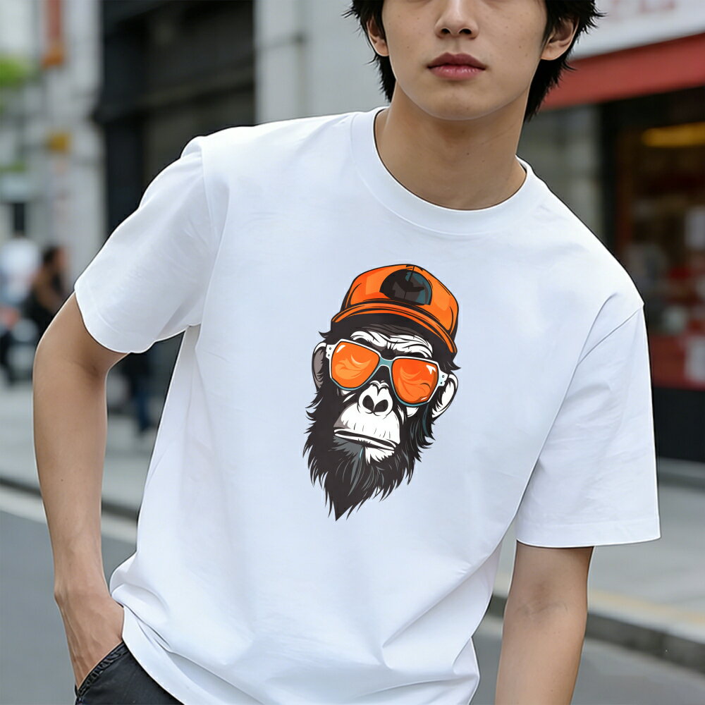 樂天商城 - Tシャツ メンズ 半袖 グラフィックプリント 100％コットン 帽子とサングラスを着用している猿 サル おもしろいTシャツ カジュアルTシャツ ティーシャツ 春 夏 男子 中学生 通気性 速乾 吸汗発散 丸首 アウトドア ストレッチ ギフト プレゼント