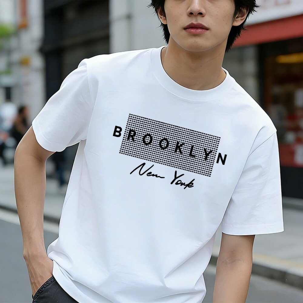 樂天商城 - Tシャツ メンズ 半袖 グラフィックプリント 100％コットン ブルックリン ニューヨーク パターンプリント アメカジ おもしろいTシャツ カジュアルTシャツ ティーシャツ 春 夏 男子 中学生 通気性 速乾 吸汗発散 丸首 アウトドア ストレッチ ギフト プレゼント