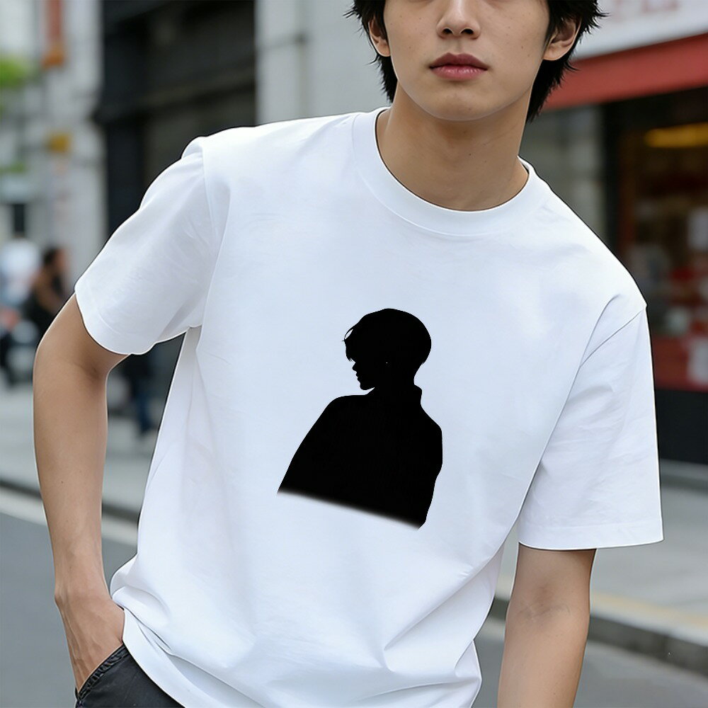 Rakuten - Tシャツ メンズ 半袖 100％コットン シルエット プロファイル 黒い人形デザイン グラフィックプリント おもしろいTシャツ カジュアルTシャツ ティーシャツ 春 夏 男子 中学生 通気性 速乾 吸汗発散 丸首 アウトドア ストレッチ ギフト プレゼント