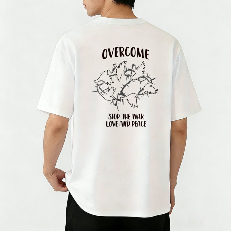 樂天商城 - Tシャツ メンズ 半袖 バックプリントtシャツ 100％コットン 反戦Tシャツ 平和Tシャツ 戦争にノー愛と平和 グラフィックプリント ティーシャツ 綿 春 夏 男子 中学生 通気性 速乾 吸汗発散 丸首 ストレッチ ギフト プレゼント
