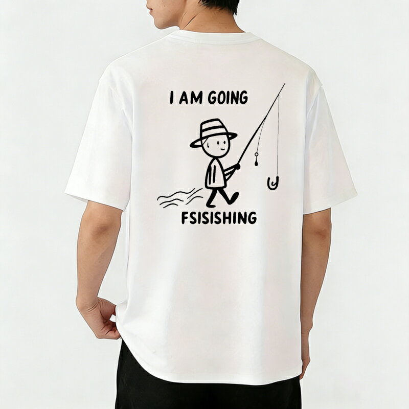 Rakuten - Tシャツ メンズ 半袖 バックプリントtシャツ 100％コットン 私は釣りに行く グラフィックプリント ティーシャツ 綿 春 夏 男子 中学生 通気性 速乾 吸汗発散 丸首 ストレッチ ギフト プレゼント