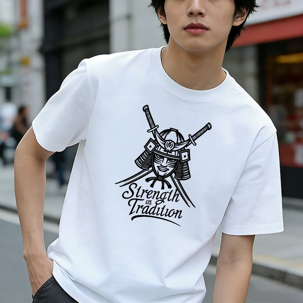 Rakuten - Tシャツ メンズ 半袖 100％コットン 侍 ヘルメット 刀 力 伝統 グラフィックプリント おもしろいTシャツ カジュアルTシャツ ティーシャツ 春 夏 男子 中学生 通気性 速乾 吸汗発散 丸首 アウトドア ストレッチ ギフト プレゼント
