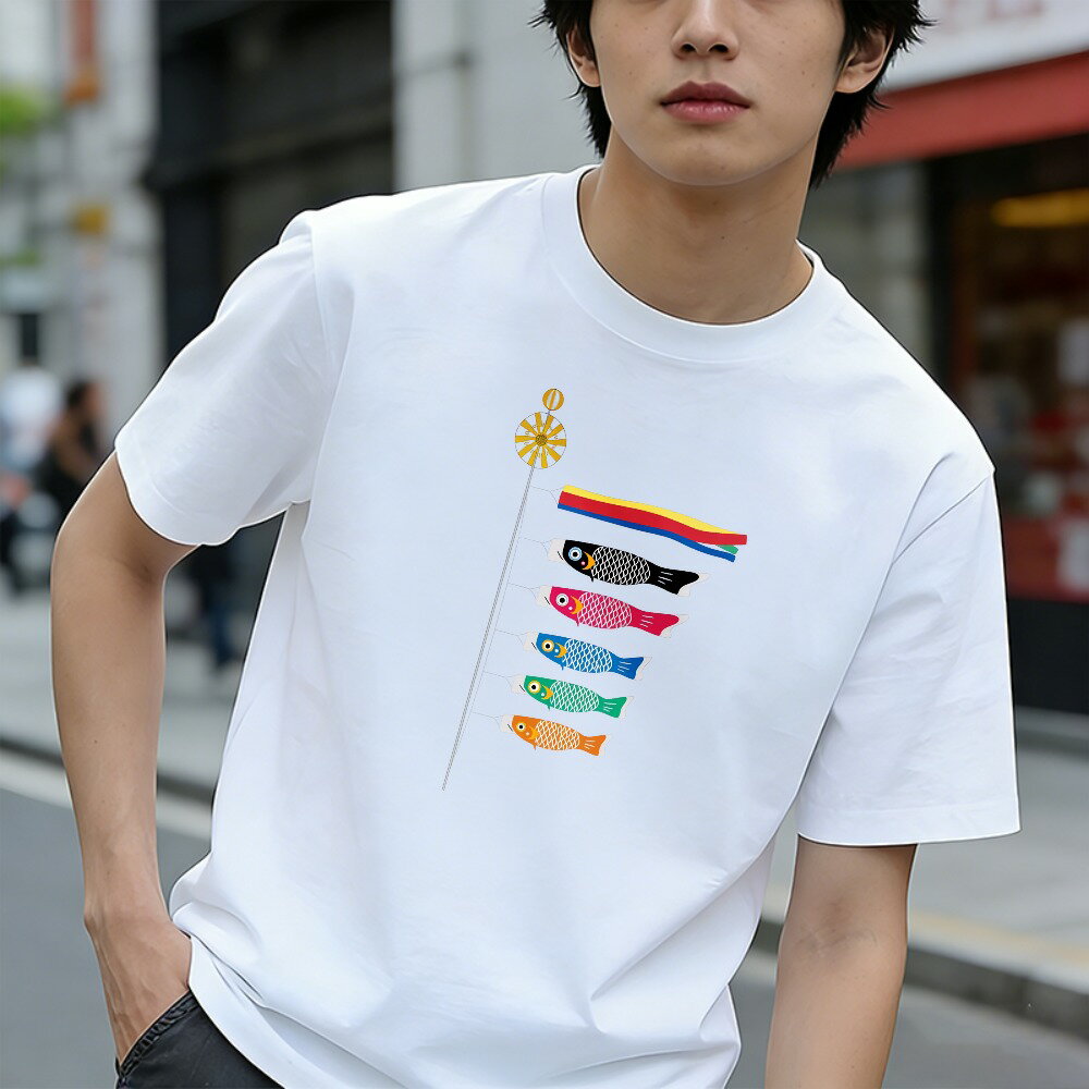 樂天商城 - Tシャツ メンズ 半袖 100％コットン 鯉のぼりポールデザイン グラフィックプリント おもしろいTシャツ カジュアルTシャツ ティーシャツ 春 夏 男子 中学生 通気性 速乾 吸汗発散 丸首 アウトドア ストレッチ ギフト プレゼント